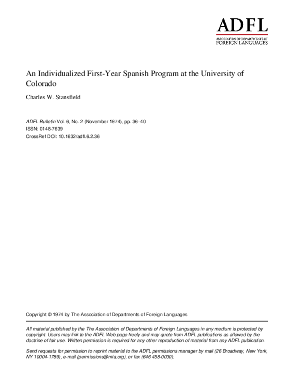 (PDF) An Individualized First-Year Spanish Program at the University of ...