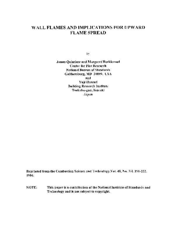 (PDF) Wall Flames and Implications for Upward Flame Spread