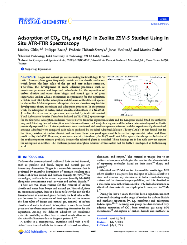 (PDF) Adsorption of CO 2 , CH 4 , and H 2 O in Zeolite ZSM-5 Studied ...