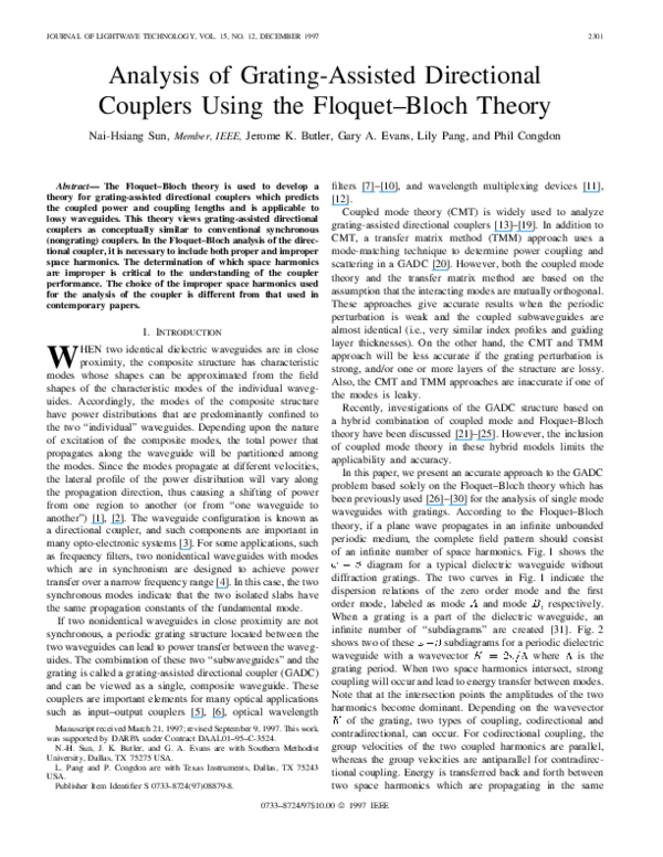 (PDF) Analysis of gratingassisted directional couplers using the
