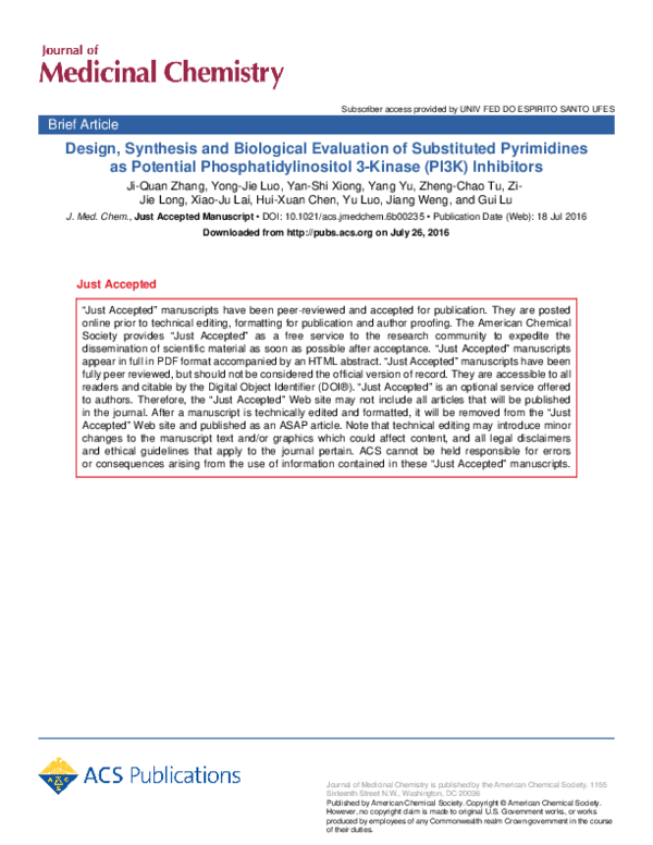 (PDF) Design, Synthesis and Biological Evaluation of Substituted ...