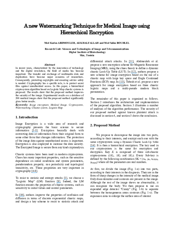 (PDF) A new Watermarking Technique for Medical Image using Hierarchical ...