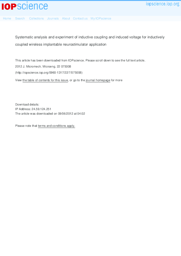 (PDF) Systematic analysis and experiment of inductive coupling and ...