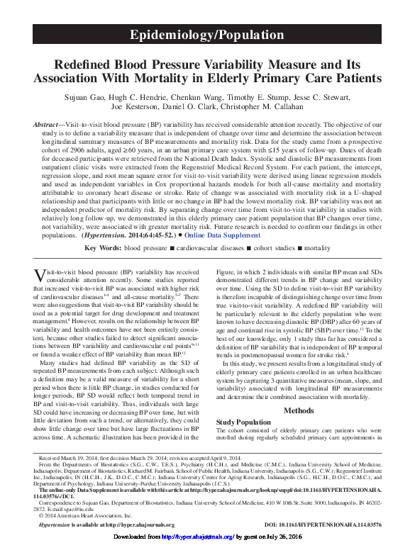 (PDF) Redefined blood pressure variability measure and its association ...