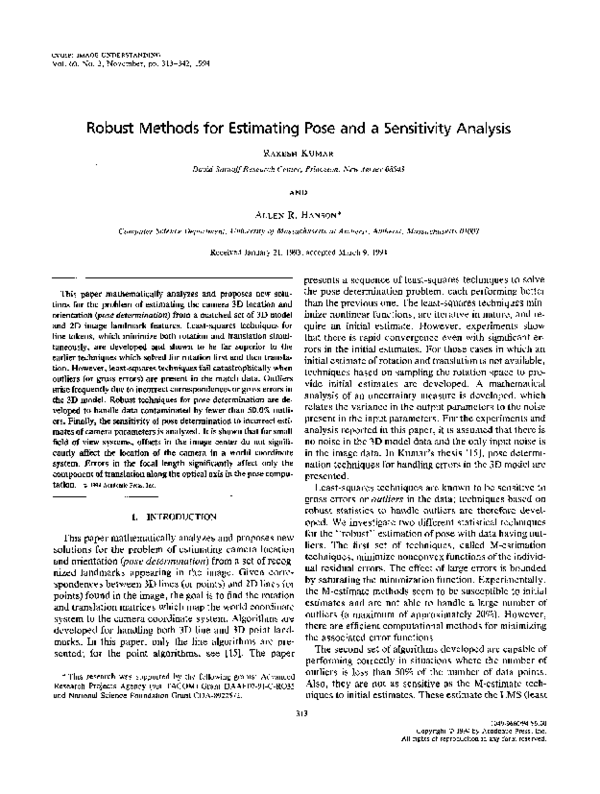 (PDF) Robust Methods for Estimating Pose and a Sensitivity Analysis