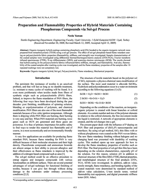 (PDF) Preparation and flammability properties of hybrid materials ...