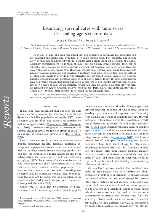 (PDF) Estimating survival rates with time series of standing age ...
