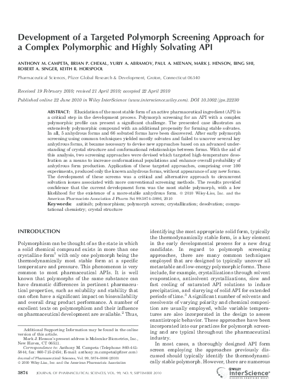 (PDF) Development of a targeted polymorph screening approach for a ...
