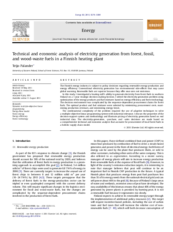 (PDF) Technical and economic analysis of electricity generation from ...