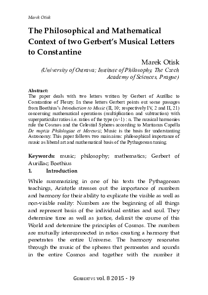 (PDF) The Philosophical and Mathematical Context of two Gerbert's ...