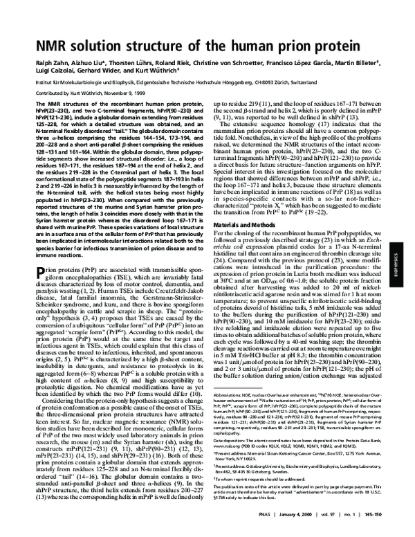 (PDF) NMR solution structure of the human prion protein