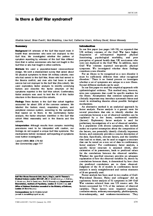 (PDF) Is there a Gulf War syndrome