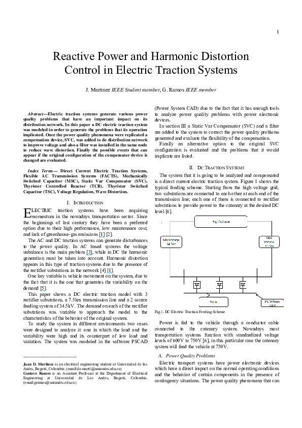 (PDF) Reactive power and harmonic distortion control in electric ...