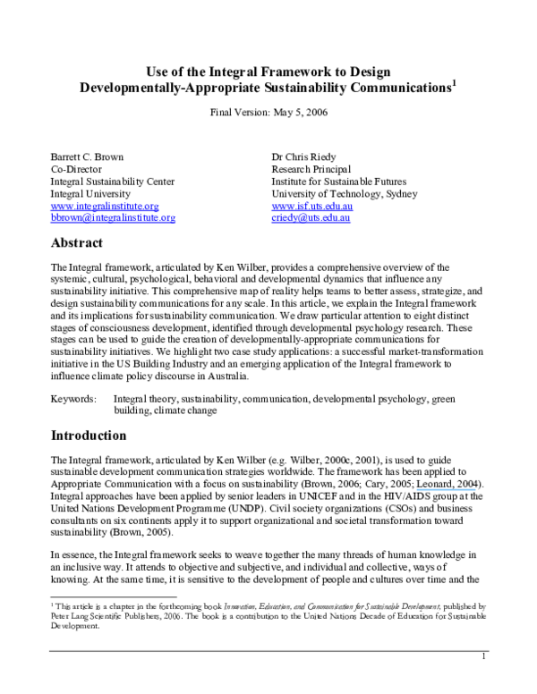 (PDF) Use of the Integral Framework to Design Developmentally ...