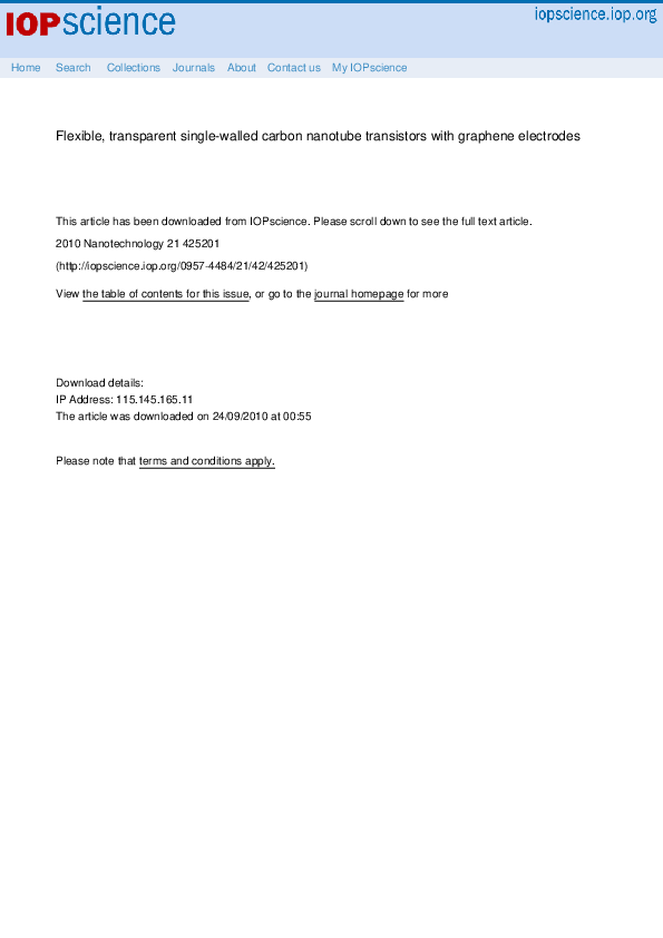 (PDF) Flexible, transparent singlewalled carbon nanotube transistors