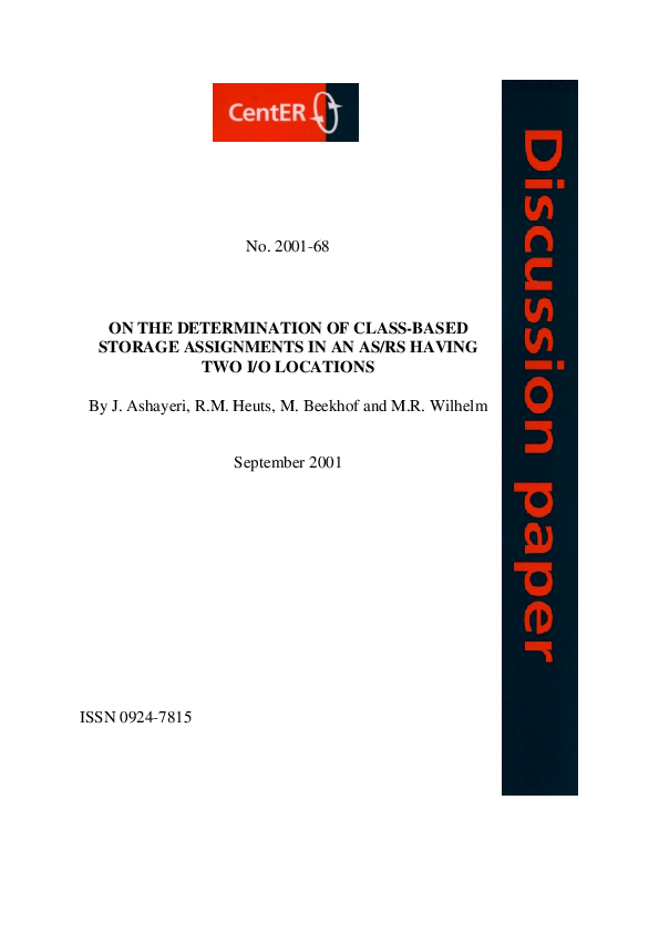 pdf on the determinations of class based storage assignments in as rs