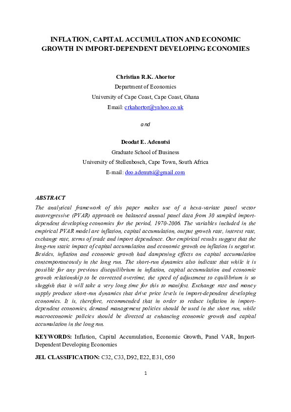 (PDF) Inflation, capital accumulation and economic growth in import ...