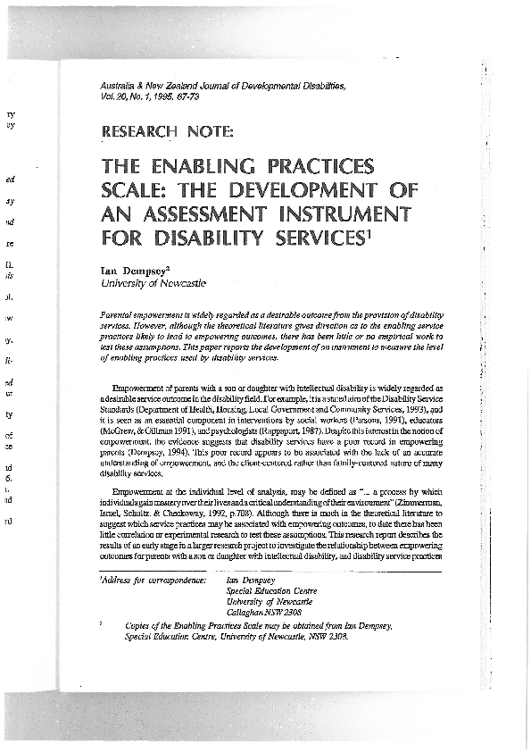 (PDF) The enabling practices scale: The development of an assessment ...