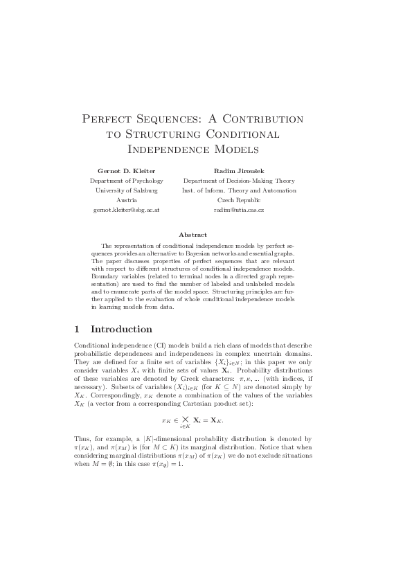 (PDF) Perfect Sequences: A Contribution to Structuring Conditional ...