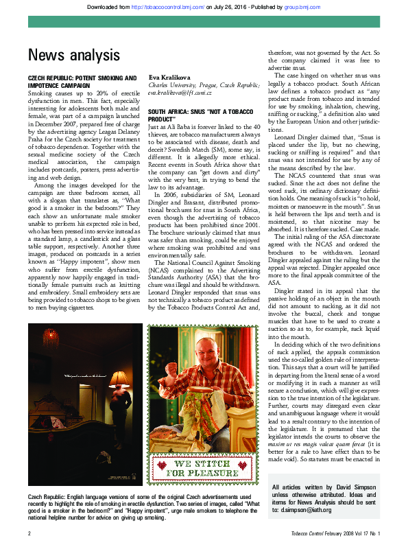 PDF) South Africa: snus "not a tobacco product