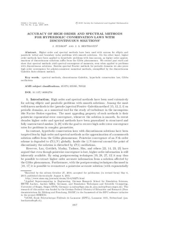 (PDF) Accuracy of High Order and Spectral Methods for Hyperbolic ...