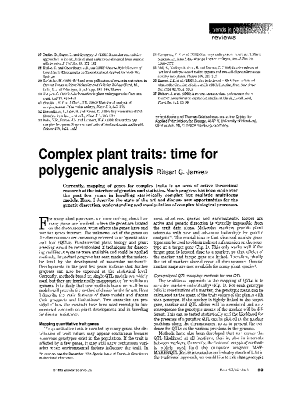 (PDF) Complex plant traits: Time for polygenic analysis