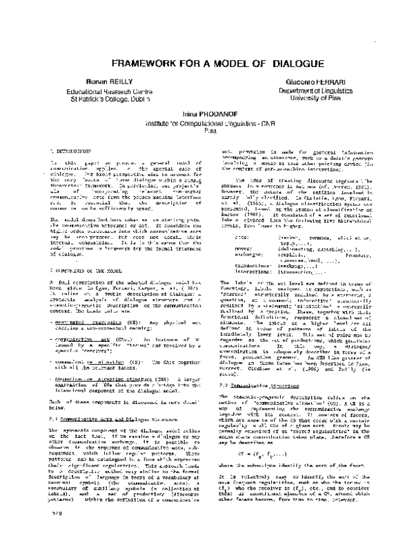 (PDF) Framework for a model of dialogue