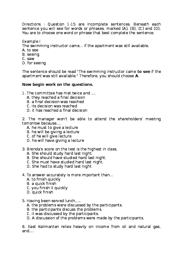 Doc Latihan Toefl Eli Yuliati Academia Edu