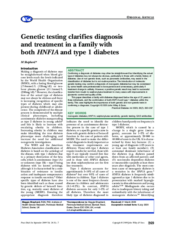 (PDF) testing clarifies diagnosis and treatment in a family