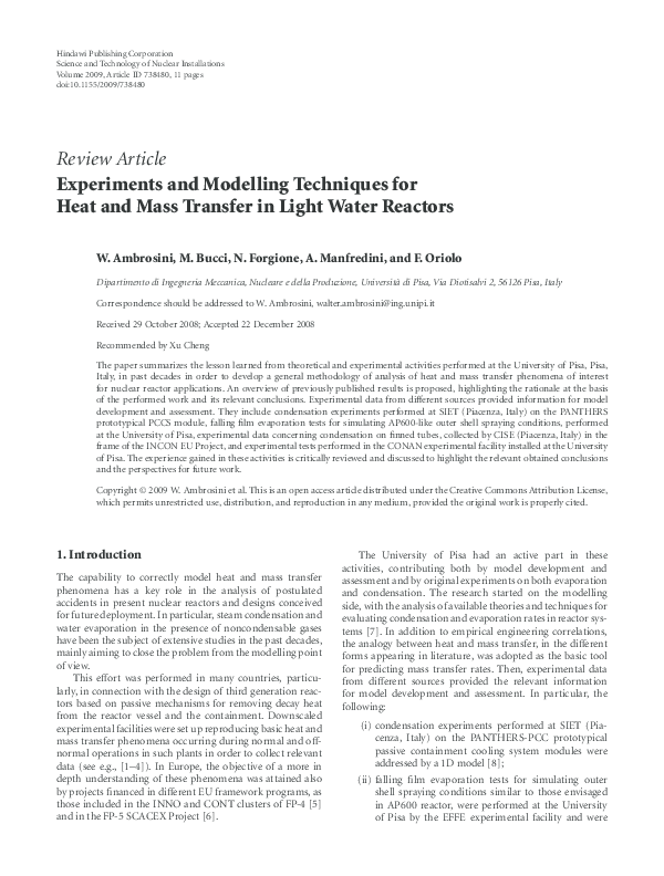 (PDF) Experiments and Modelling Techniques for Heat and Mass Transfer ...