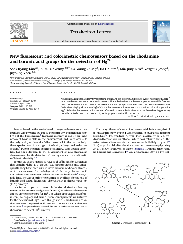 (PDF) New fluorescent and colorimetric chemosensors based on the ...