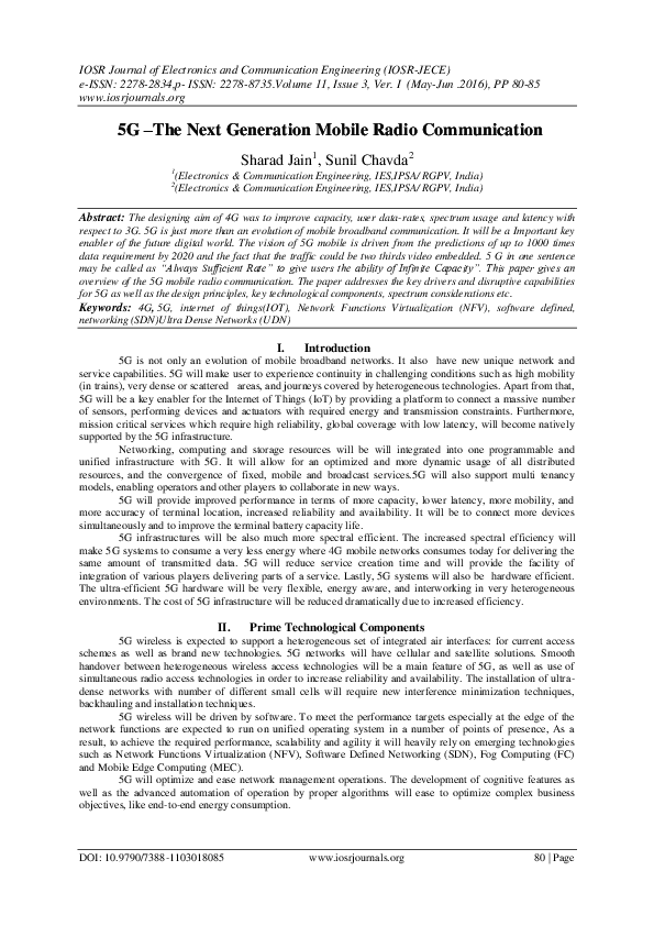 (PDF) 5G –The Next Generation Mobile Radio Communication