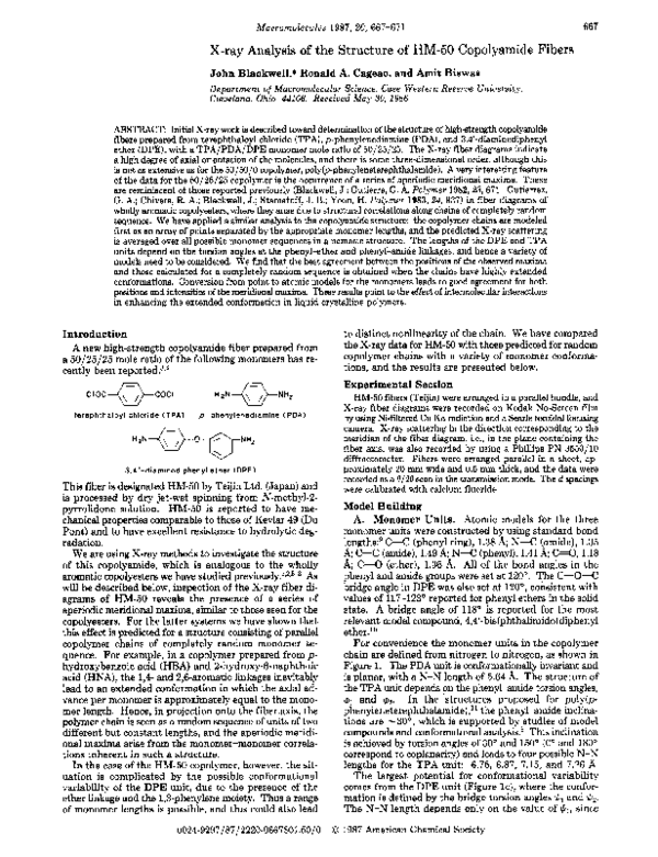 (PDF) X-ray analysis of the structure of HM50 copolyamide fibers