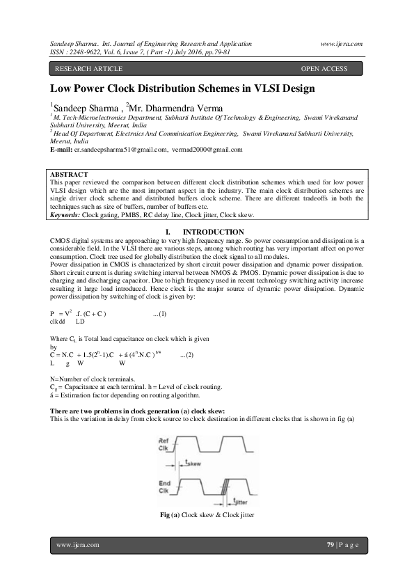 (PDF) Low Power Clock Distribution Schemes in VLSI Design IJERA