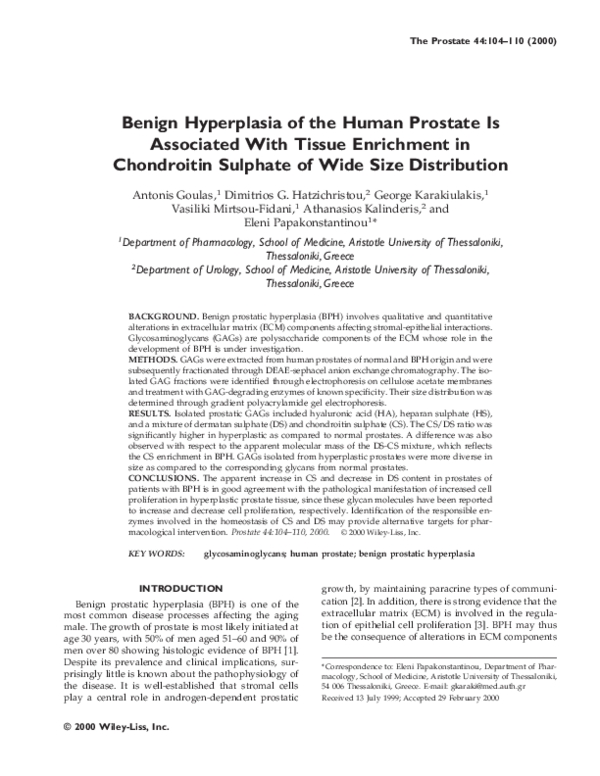 (PDF) Benign hyperplasia of the human prostate is associated with