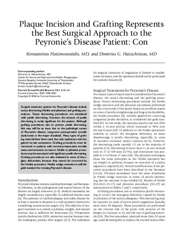 (PDF) Plaque Incision and Grafting Represents the Best Surgical ...