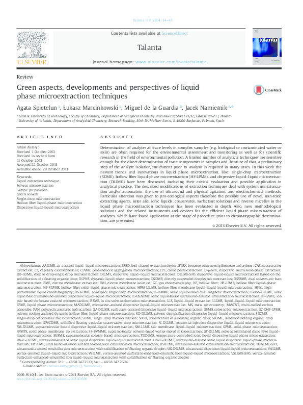 (PDF) Green aspects, developments and perspectives of liquid phase ...