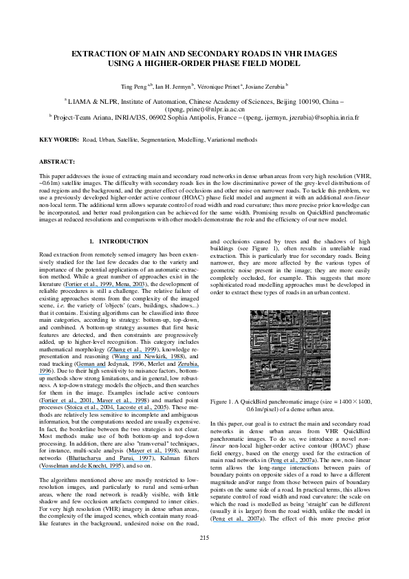 (PDF) Road Extraction in VHR Images via Phase Field Model