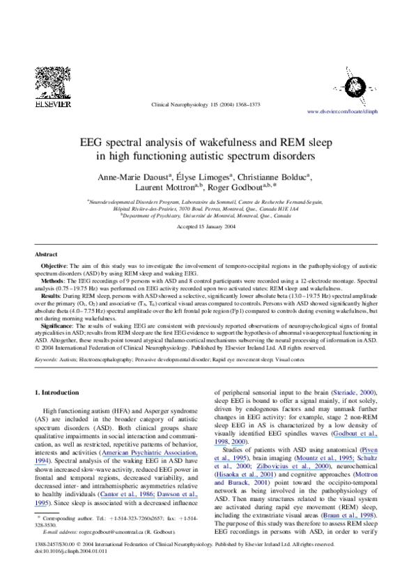 (PDF) EEG spectral analysis of wakefulness and REM sleep in high ...