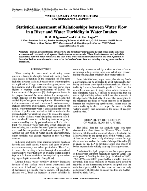 (PDF) Statistical assessment of relationships between water flow in a ...