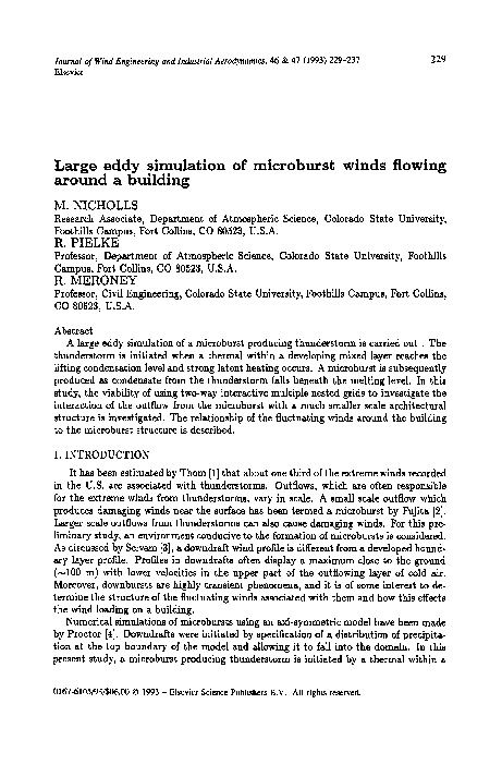 (PDF) Large eddy simulation of microburst winds flowing around a building