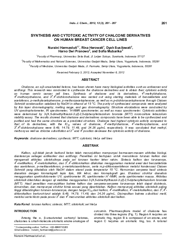 (PDF) Synthesis and Cytotoxic Activity of Chalcone Derivatives on Human ...