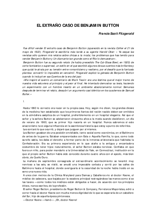 Curious case of benjamin button short story picture