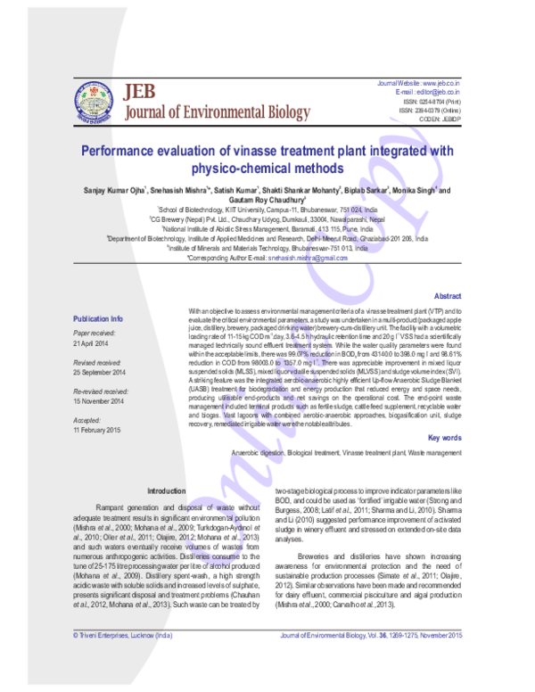 (PDF) An assessment of a well-managed effluent treatment unit.