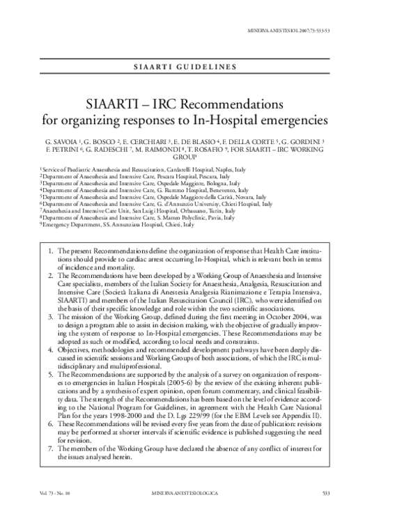 (PDF) SIAARTI - IRC recommendations for organizing responses to In ...