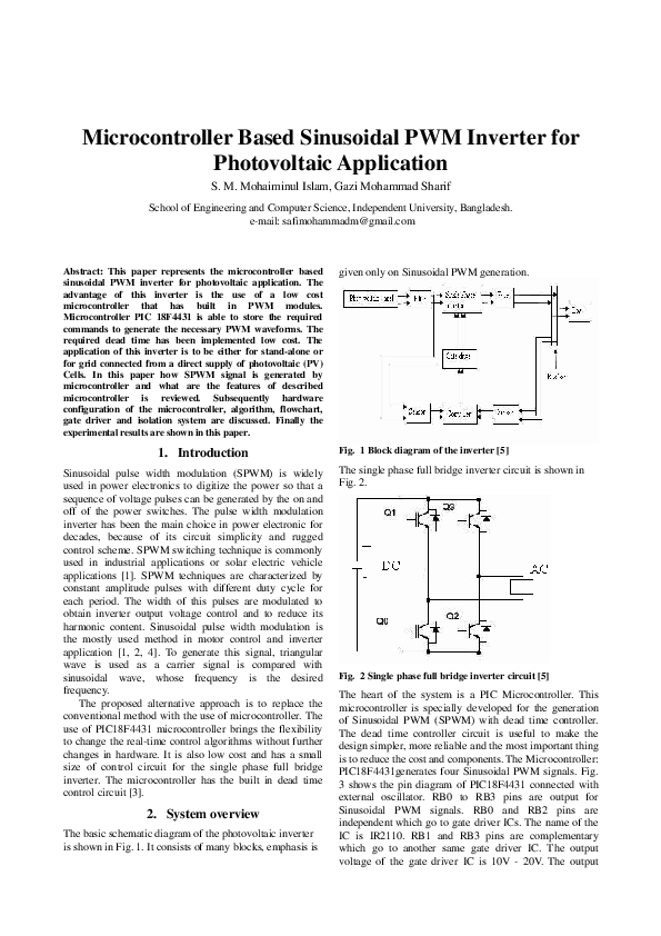 (PDF) Microcontroller based sinusoidal PWM inverter for photovoltaic ...