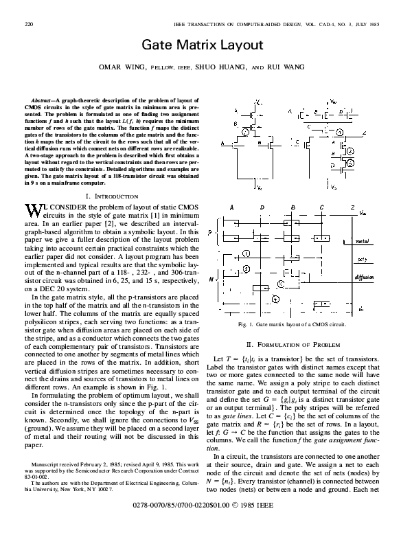 (PDF) Gate Matrix Layout