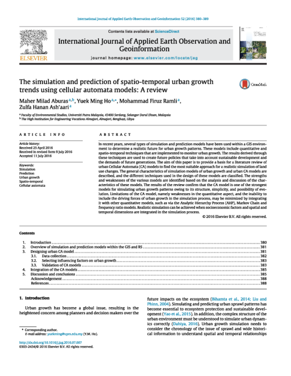 (PDF) The simulation and prediction of spatio-temporal urban ...