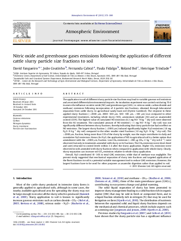 (PDF) Nitric oxide and greenhouse gases emissions following the ...