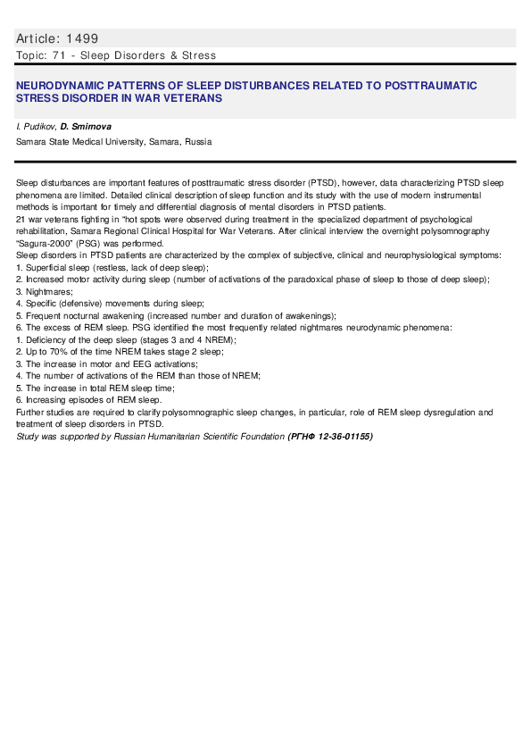 (PDF) 1499 – Neurodynamic patterns of sleep disturbances related to ...